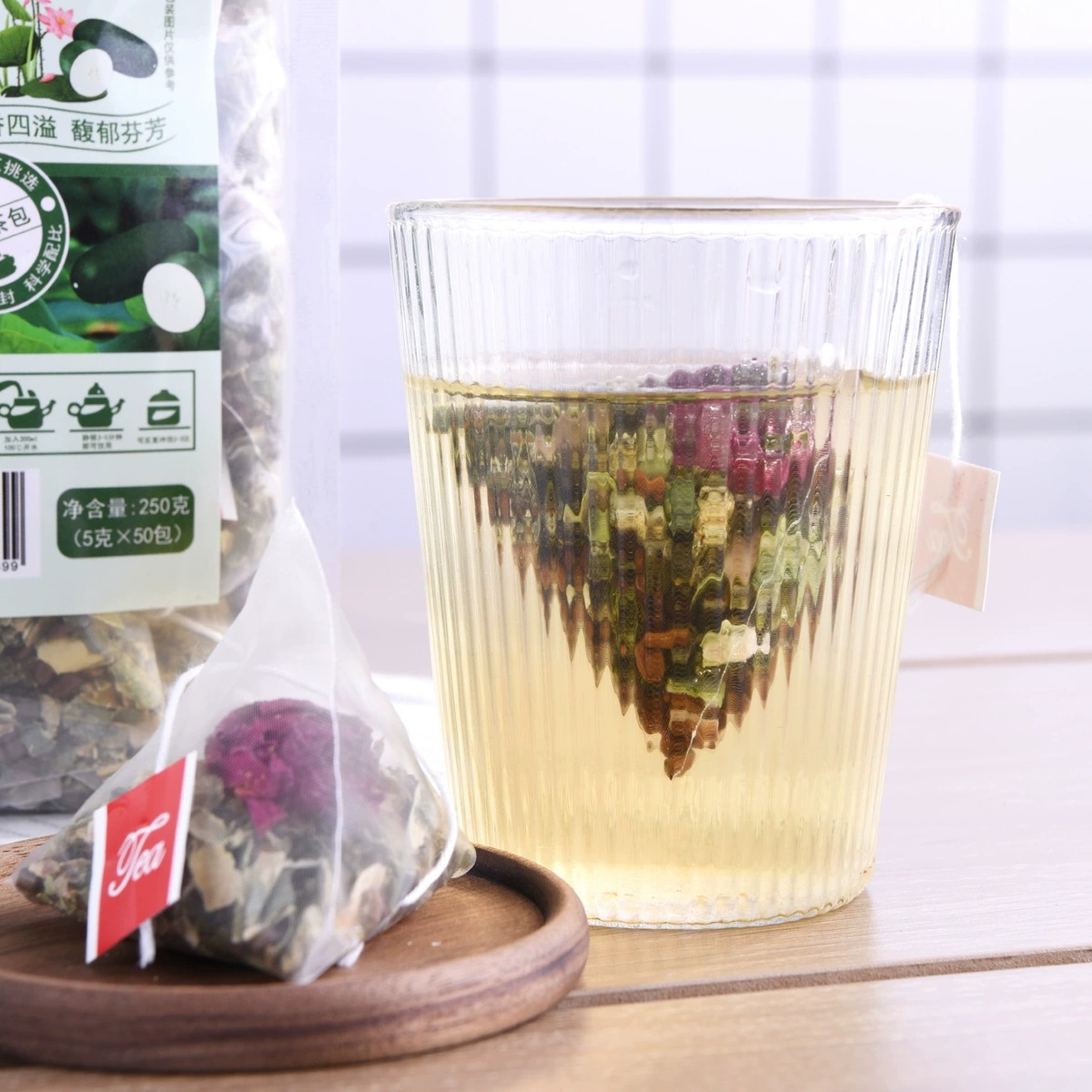 Winter Melon Lotus Leaf Tea Blend Dong Gua He Ye 50 Triangle Tea Bags Cold Brew Sugar Free 250g - Image 4