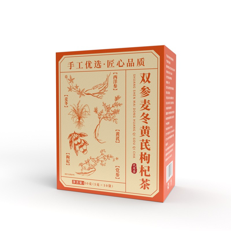 Shuang Shen Mai Dong Huang Qi Gou Qi Tea 5g x 10 Bags Cold Brew Herbal Tea Bags with American Ginseng Codonopsis Astragalus Goji 50g - Image 5