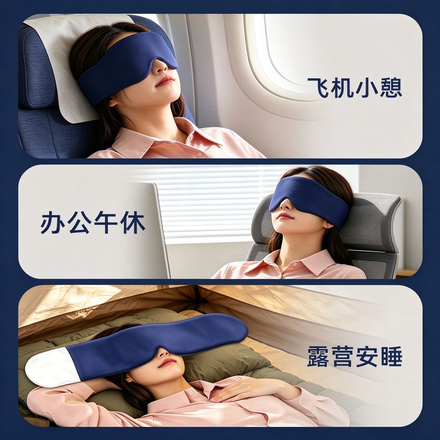 Gravity Sleep Eye Mask Light Blocking Ice Silk Weighted Bead Fill for Napping Travel - Image 4
