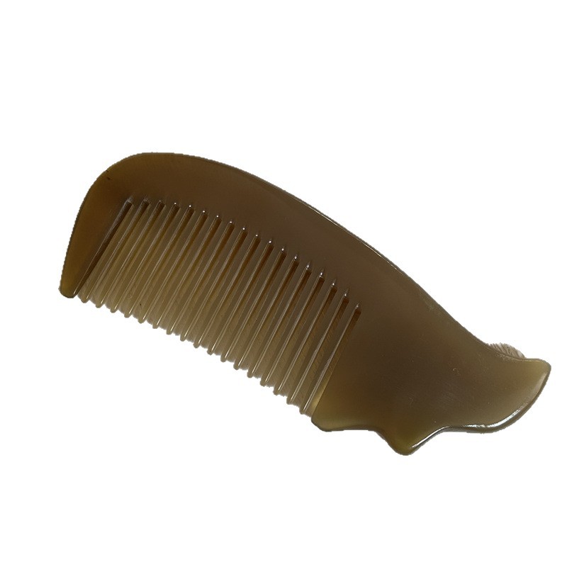 Natural Horn Peach Heart Comb Small Fish Comb Textured Craft Comb Thick Gift Box Comb 10-15CM - Image 5