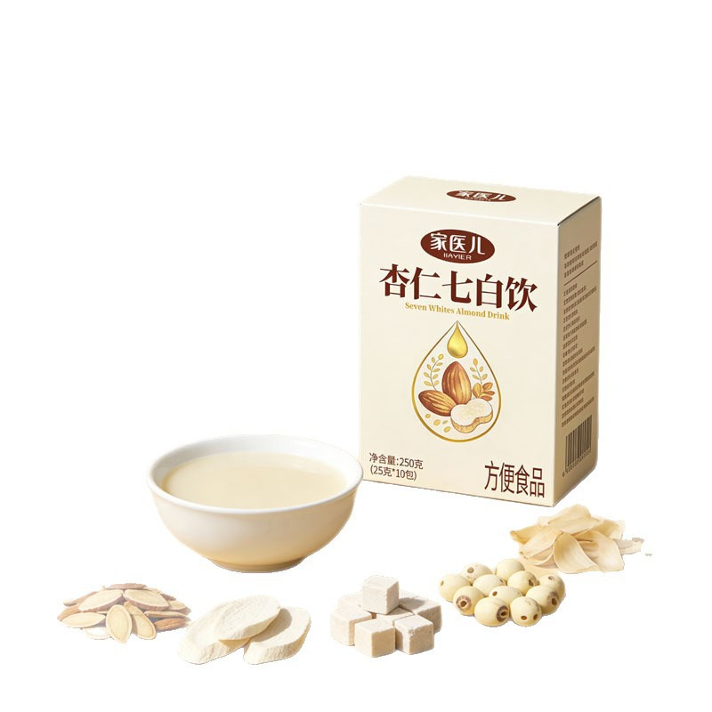 Almond Seven White Drink Powder Xingren Qi Bai Yin 250g Stone Milled Meal Replacement with Poria Lotus Seed Chinese Yam Bird's Nest Powder - Image 5