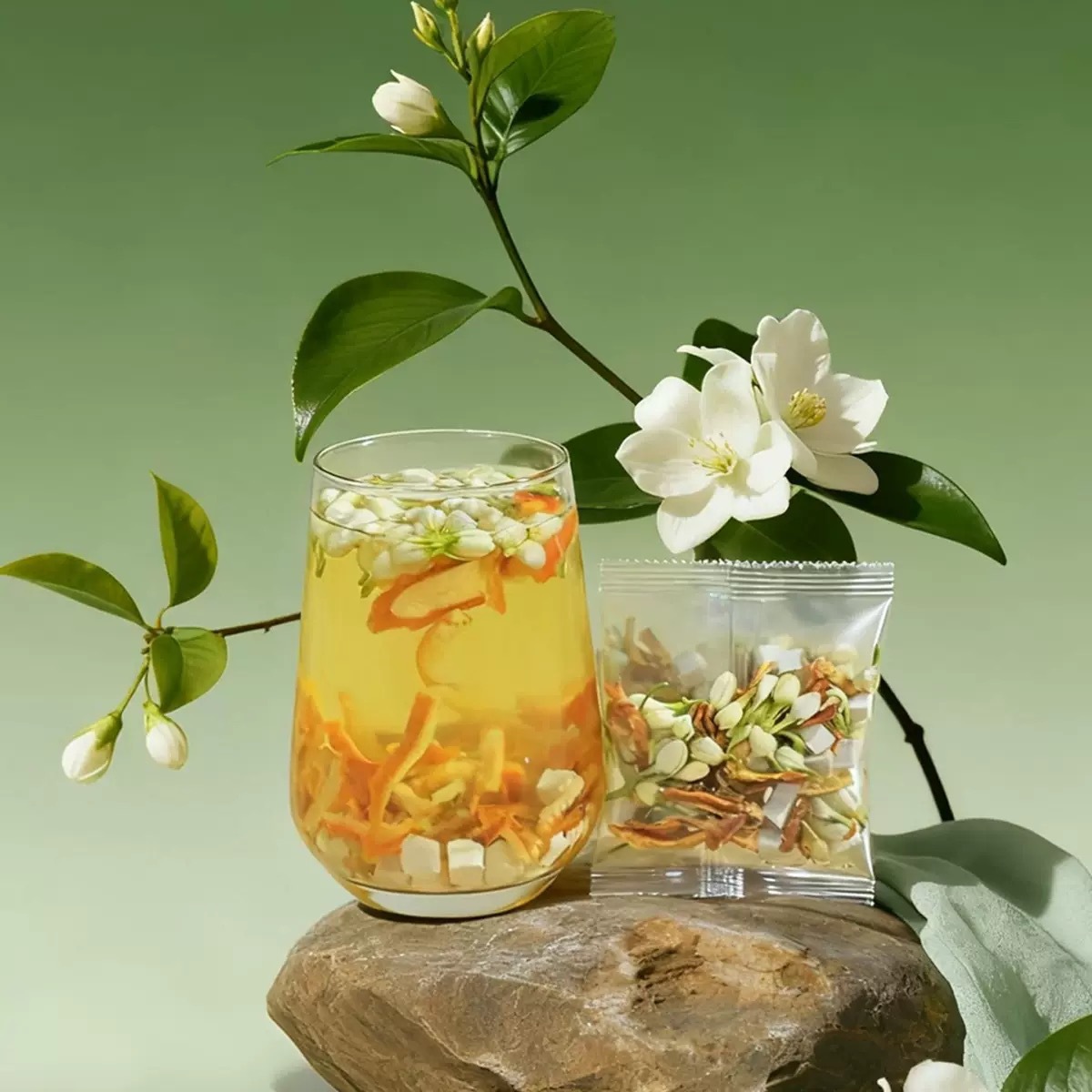 Jasmine Poria Tangerine Peel Herbal Tea 100g Box Cold Brew Wellness Flower Tea - Image 3