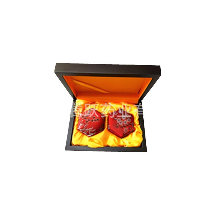 Hexagonal Brocade Wooden Gift Box 2 Pack Empty Pill Storage Case for Herbal Pills and Jewelry - Image 5