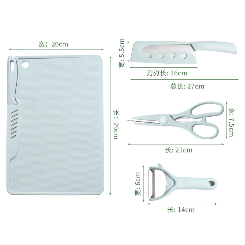 Portable Cutting Board Set 5 Piece Food Grade Plastic Chopping Boards with Stainless Steel Knives for Baby Food and Travel - Image 5
