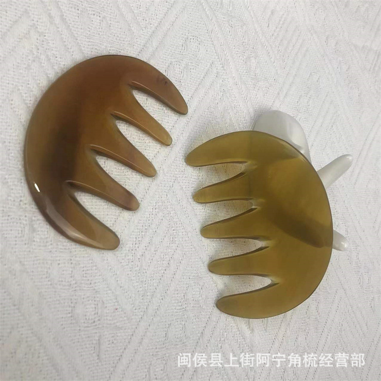 African Horn Five-Tooth Massage Comb Gua Sha Comb with Meridian Wand Dolphin Board 9.5cm - Image 2