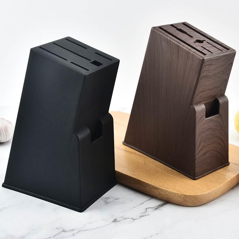 Wood Grain Plastic Knife Block Kitchen Knife Holder Wall Mounted No Installation Required - Image 2