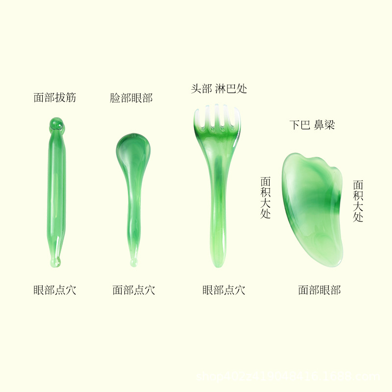 Gua Sha Massage Tool Set 4 Piece Resin Scraping Boards and Comb for Scalp Body Relaxation 180g - Image 4