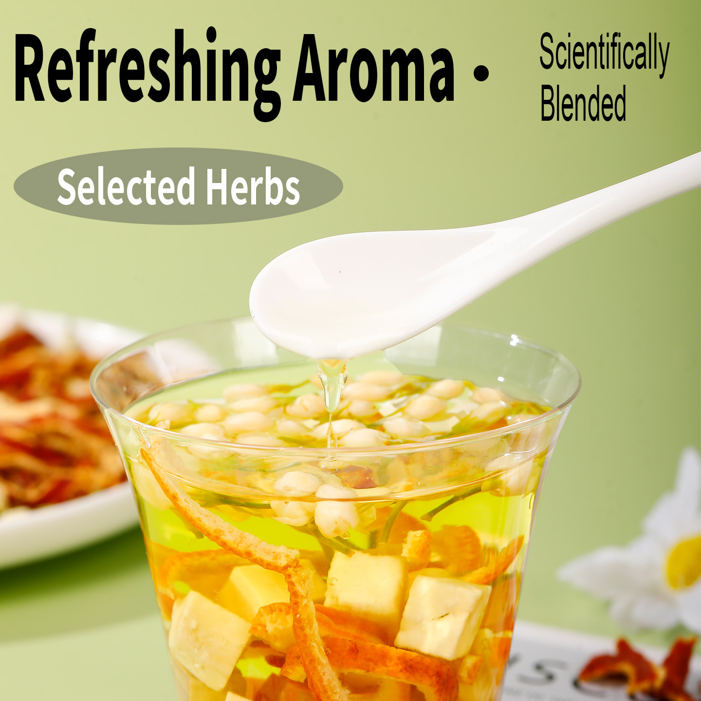 Jasmine Tea with Poria and Tangerine Peel Fu Ling Ju Pi Cha Pyramid Tea Bags 10 Pack 50g Sugar Free - Image 4