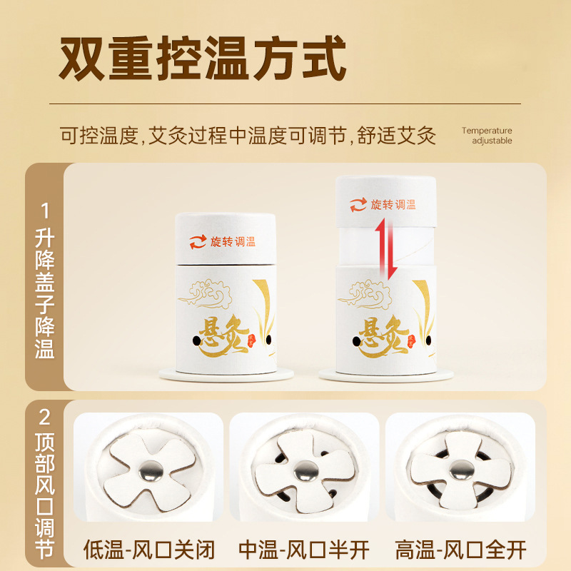 Low-Smoke Moxa Stick Hanging Moxibustion Tube Portable Temperature Control Home Moxa Device 8x10cm 60 Patches - Image 2