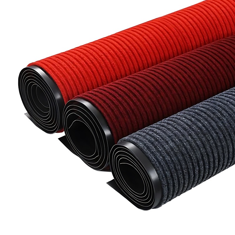 Double Stripe PVC Entry Doormat 60x90cm Dark Grey Non Slip Absorbent Floor Mat for Doorway Hallway - Image 5