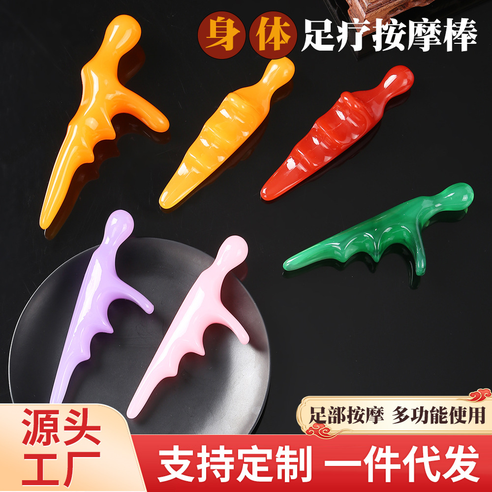 Triangle Foot Massage Stick Resin Guasha Tool for Sole Acupoint Leg Care Portable 14.5cm - Image 3