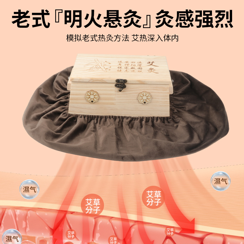 Wooden Moxibustion Box for Waist and Abdomen with 54 Moxa Cones Portable Ginger Moxa Warmer - Image 2