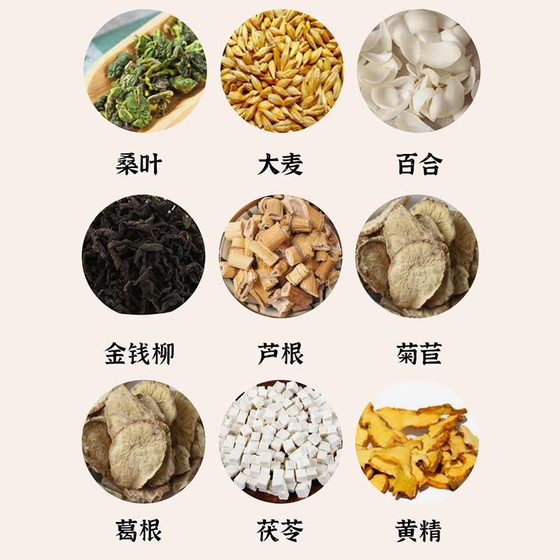 Nine Ingredient Herbal Tea Jiu Wei Cao Ben Cha 60g Sugar Free Hot Brew Tea Bags - Image 4