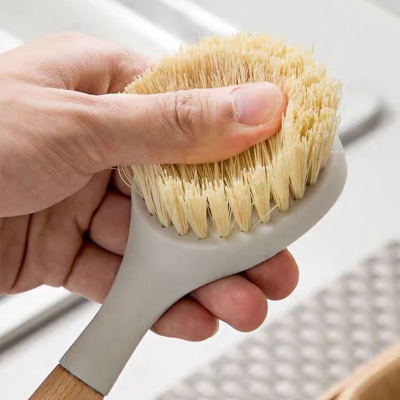 Wooden Handle Pot Brush Long Handle Dish and Wok Cleaning Brush for Home Kitchen Use - Image 3