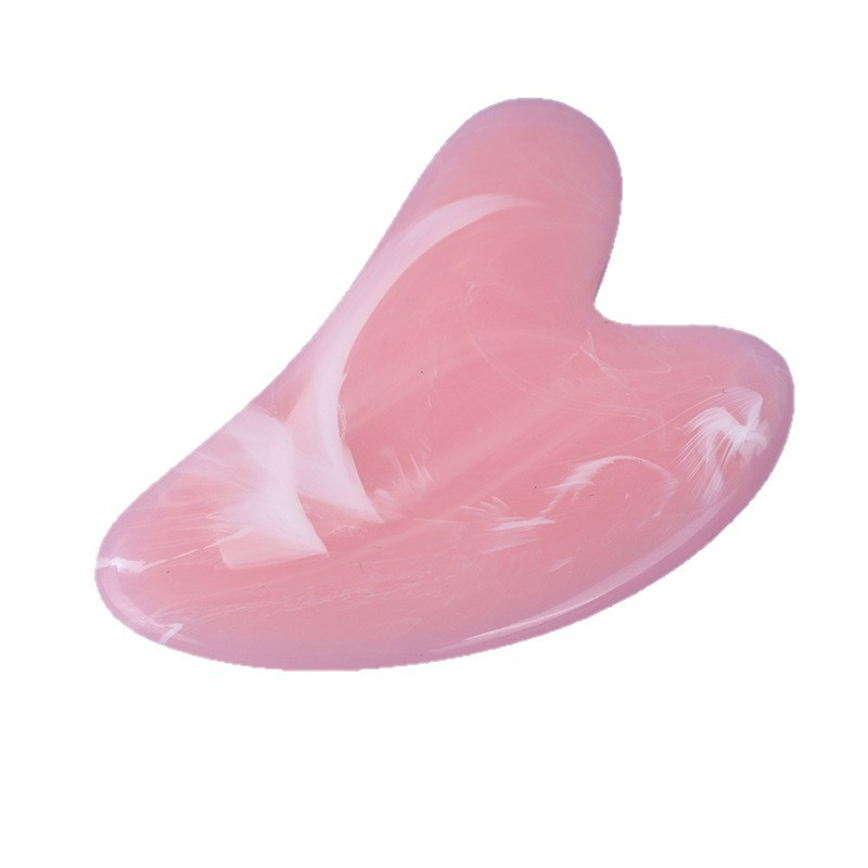 Rose Quartz Gua Sha Facial Massage Board Heart Shaped Resin Scraping Tool for Face and Body - Image 5