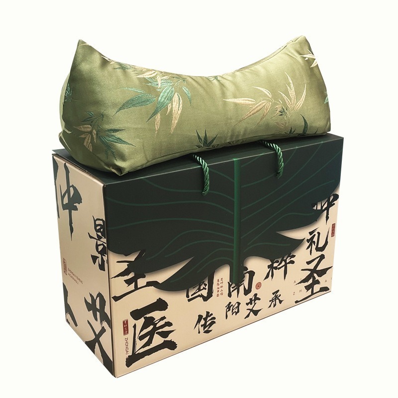 Mugwort Buckwheat Neck Pillow Ai Ye Pillow Herbal Cervical Support Triangle Gift Box - Image 4