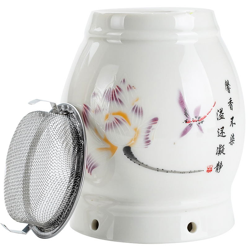 Ceramic Moxibustion Jar Heat-Resistant Moxa Box with Steel Ash Guard Portable Warming Tool for Body Care - Image 5