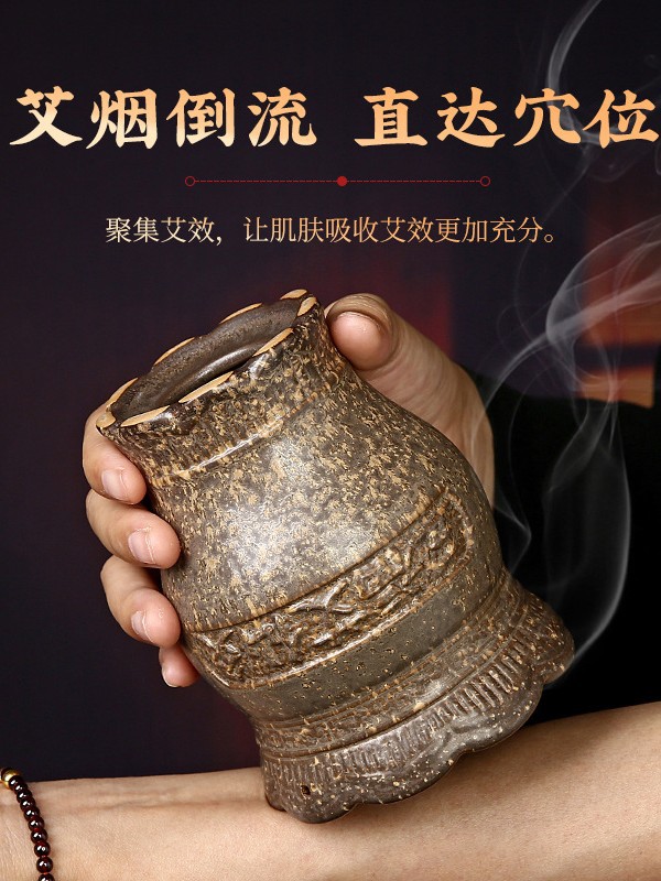 Ceramic Bian Stone Lotus Fire Dragon Cup Moxibustion Gua Sha Jar for Home Wellness 11cm 400g - Image 3
