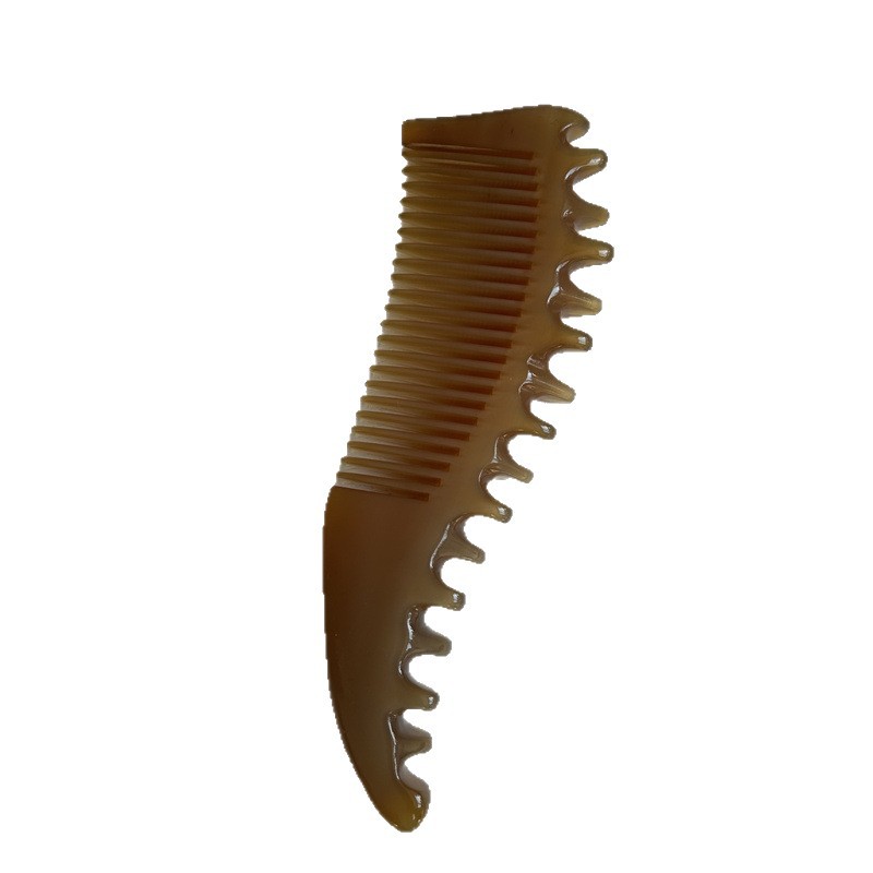 Natural Horn Comb Thickened Massage Comb with Back Pins and Raised Tail Handle 18 cm for Scalp Care - Image 5