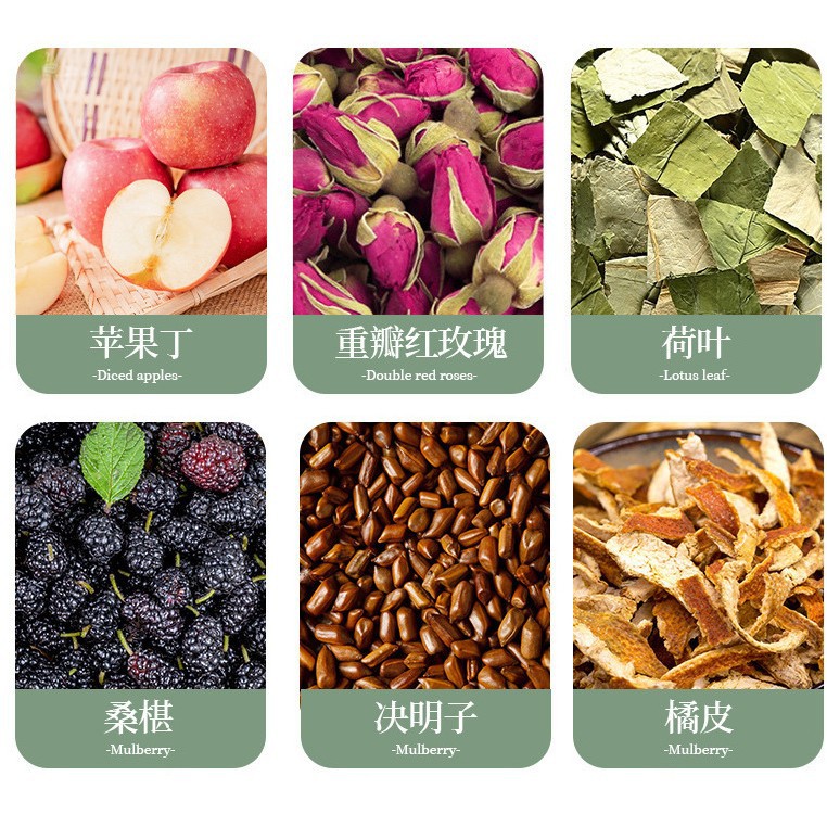 Apple Rose Lotus Leaf Tea Blend Triangle Bags with Mulberry Cassia Seed Herbal Fruit Tea 75g - Image 2
