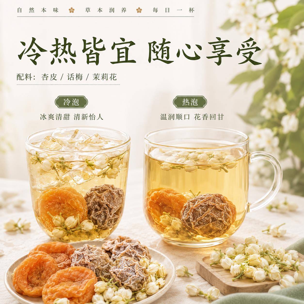 Apricot Peel Plum Jasmine Tea Bags 8g x 12 Cold and Hot Brew Fruit Tea for Summer Refreshment - Image 4