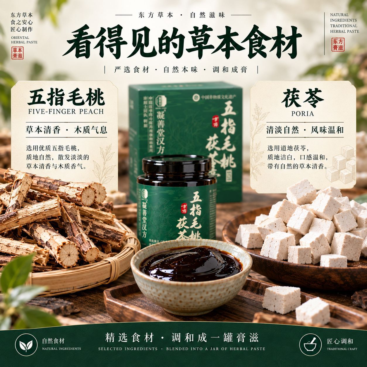 Wu Zhi Mao Tao Fu Shi Gao (Radix Fici Simplicissimae Herbal Paste) — Traditional Steam-Processed Damp-Clearing Herbal Paste, 220g - Image 3