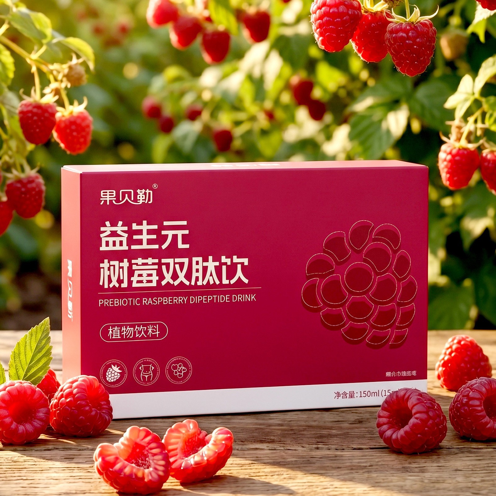 Prebiotic Raspberry Dual Peptide Drink 150ml Concentrated Plant Beverage 10 Sachets - Image 2