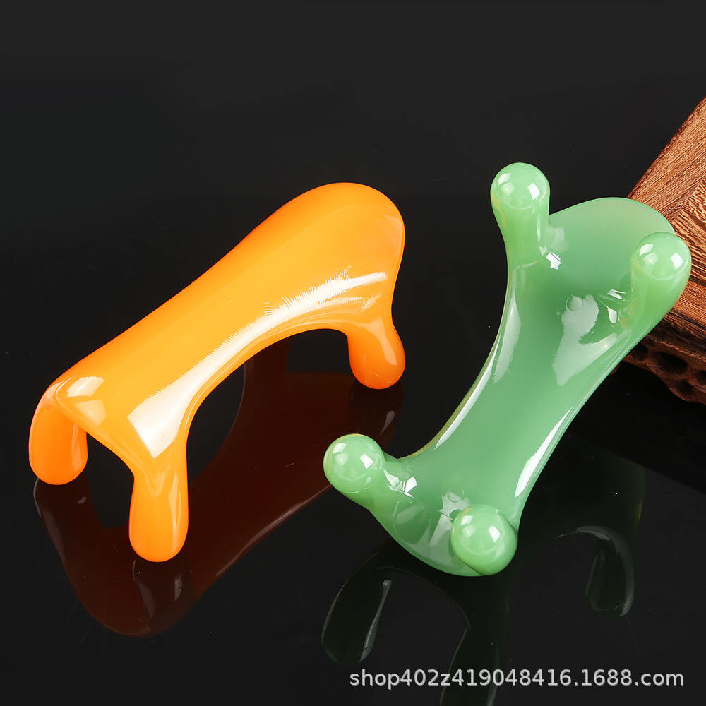 Resin Gua Sha Massage Tool Four-Edge Back Spine Scraper Large Handheld Neck Shoulder Point Massage Tool 100g - Image 4