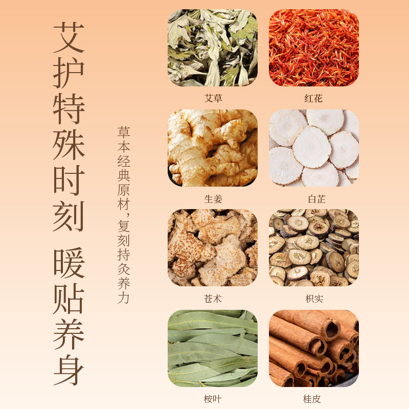 Yuanhu Wuling Baliao Patch Herbal Warming Abdominal Moxibustion Sticker 3 Patches per Box with 3 Moxa Balls - Image 2