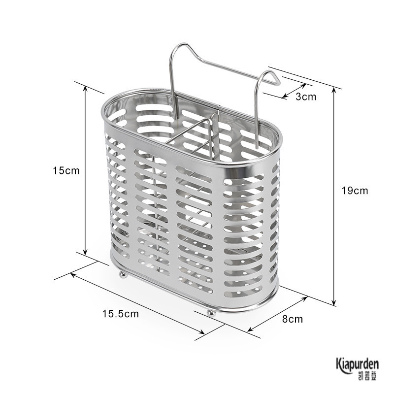 Stainless Steel Chopstick Holder Wall Mounted Draining Utensil Rack for Kitchen Storage - Image 3