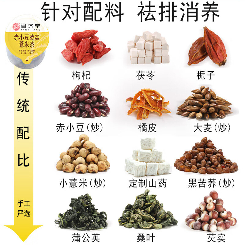 Roasted Adzuki Bean Coix Seed Euryale Poria Tea Chi Xiao Dou Yi Mi Qian Shi Fu Ling 15g x 15 Bags No-Brew Herbal Tea - Image 2