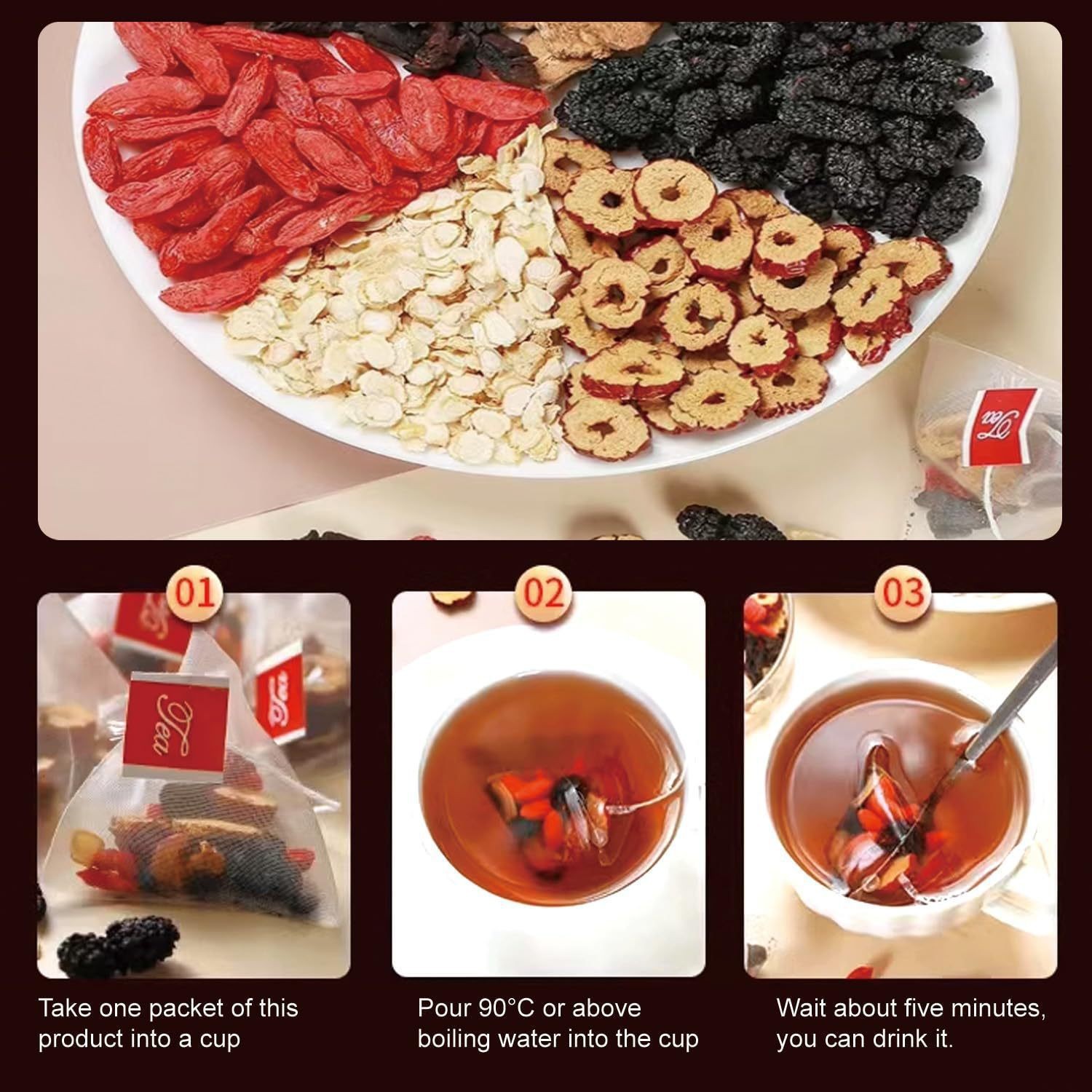 Ginseng Five Treasure Tea Ren Shen Wu Bao Cha Herbal Blend 5g x 30 Teabags for Daily Steeping - Image 3