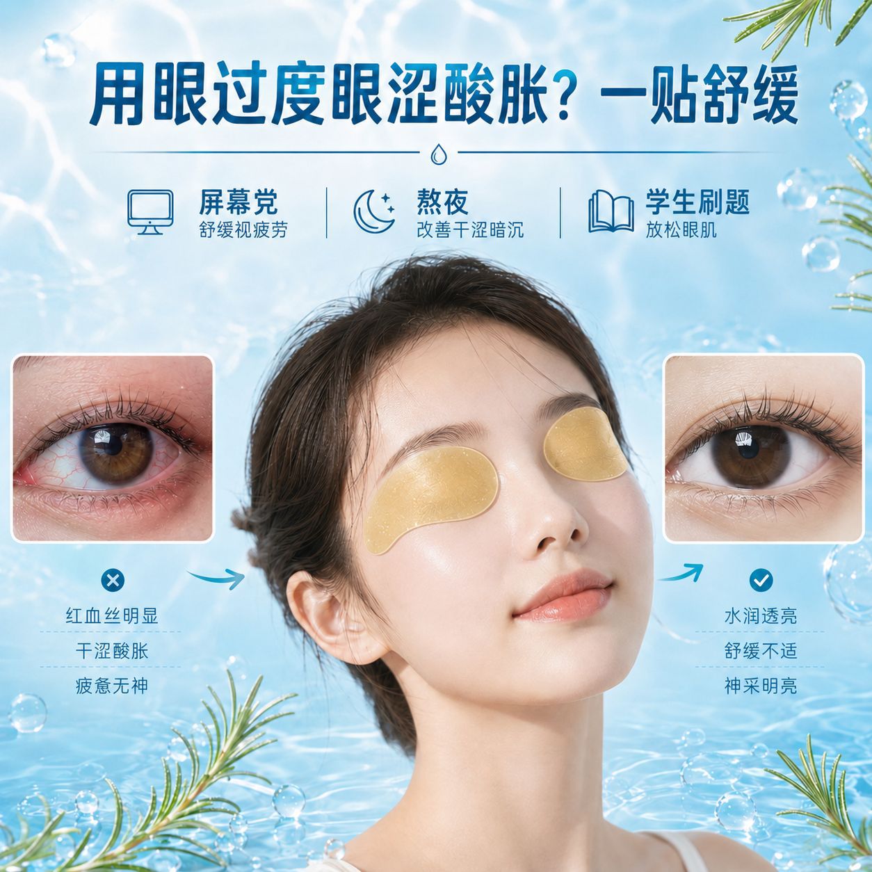 Rosemary Cooling Hydrogel Eye Patch Soothing Eye Fatigue Daily Eye Care Two Patches Per Pack - Image 3