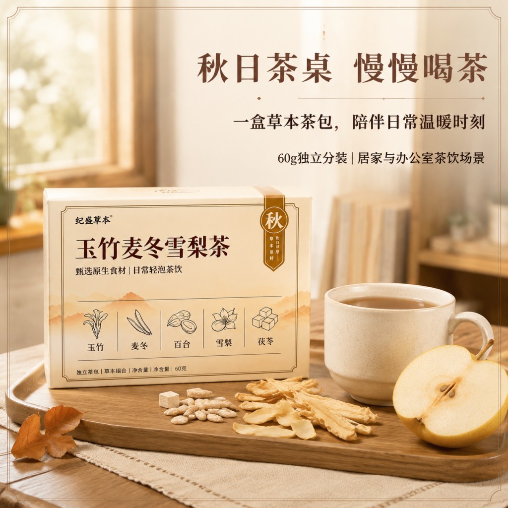 Yu Zhu Xue Li Mai Dong Herbal Tea Blend Triangle Tea Bags 60g Sugar Free Autumn Winter Brew - Image 4