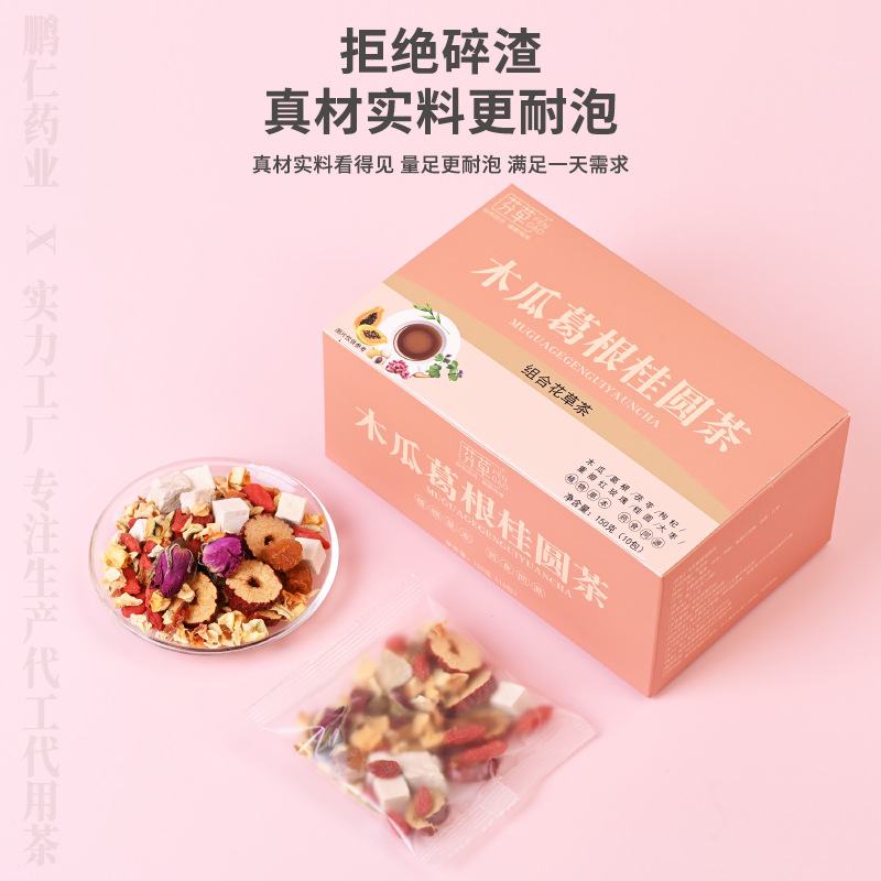 Papaya Kudzu Longan Tea Mugua Gegen Guiyuan Herbal Blend 150g Boxed Tea Bags for Daily Wellness - Image 2