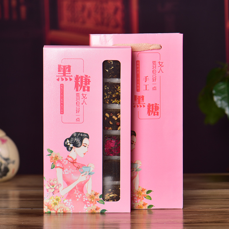 Yunnan Handmade Brown Sugar Gift Box Rose Brown Sugar Blocks Ginger Tea 6 Flavors 18 Pieces - Image 4