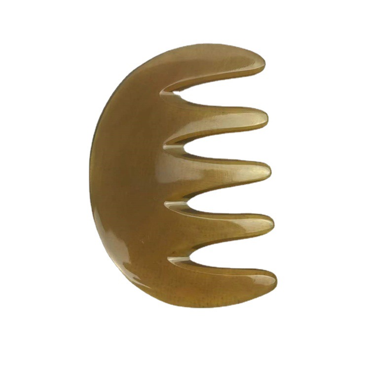 African Horn Five-Tooth Massage Comb Gua Sha Comb with Meridian Wand Dolphin Board 9.5cm - Image 5