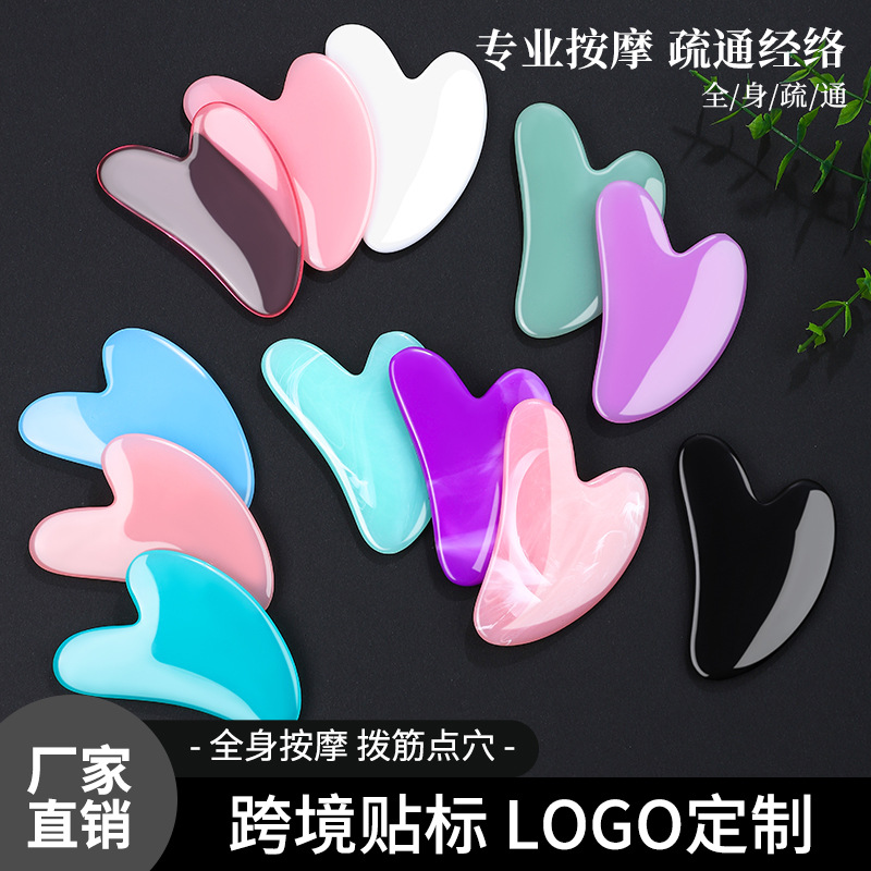 Resin Acrylic Gua Sha Facial Massage Board Heart Shape Rose Pink Guasha Tool for Face Body Meridian Care - Image 2