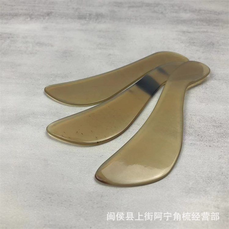 Horn Gua Sha Board Short S Shape Scraping Massage Tool for Face Eye Neck 11.5cm Natural Buffalo Horn - Image 2