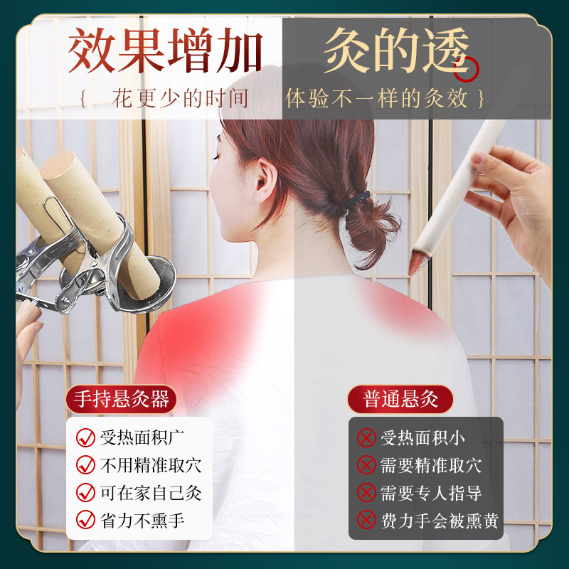 Handheld Moxa Suspension Holder with Anti-Scald Mesh Stainless Steel Single Hole Moxibustion Tool for 1.5-3.5 cm Moxa Rolls - Image 4