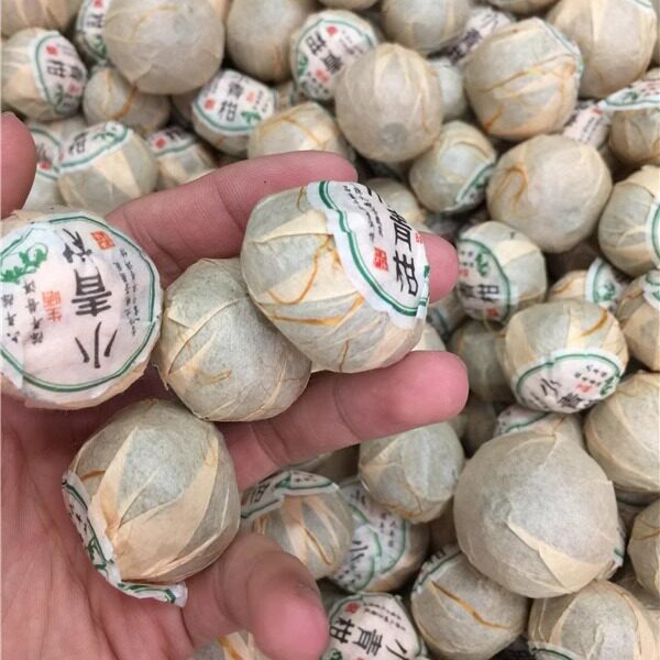 6 Year Aged Xiao Qing Gan Pu-erh Tea Chenpi Ripe Tea in Wooden Barrel Bag 500g - Image 3