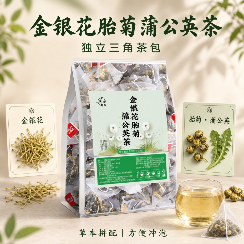 Honeysuckle Chrysanthemum Jasmine Herbal Tea Bags 50g 25 Pyramid Sachets Sugar Free Hot Brew - Image 3
