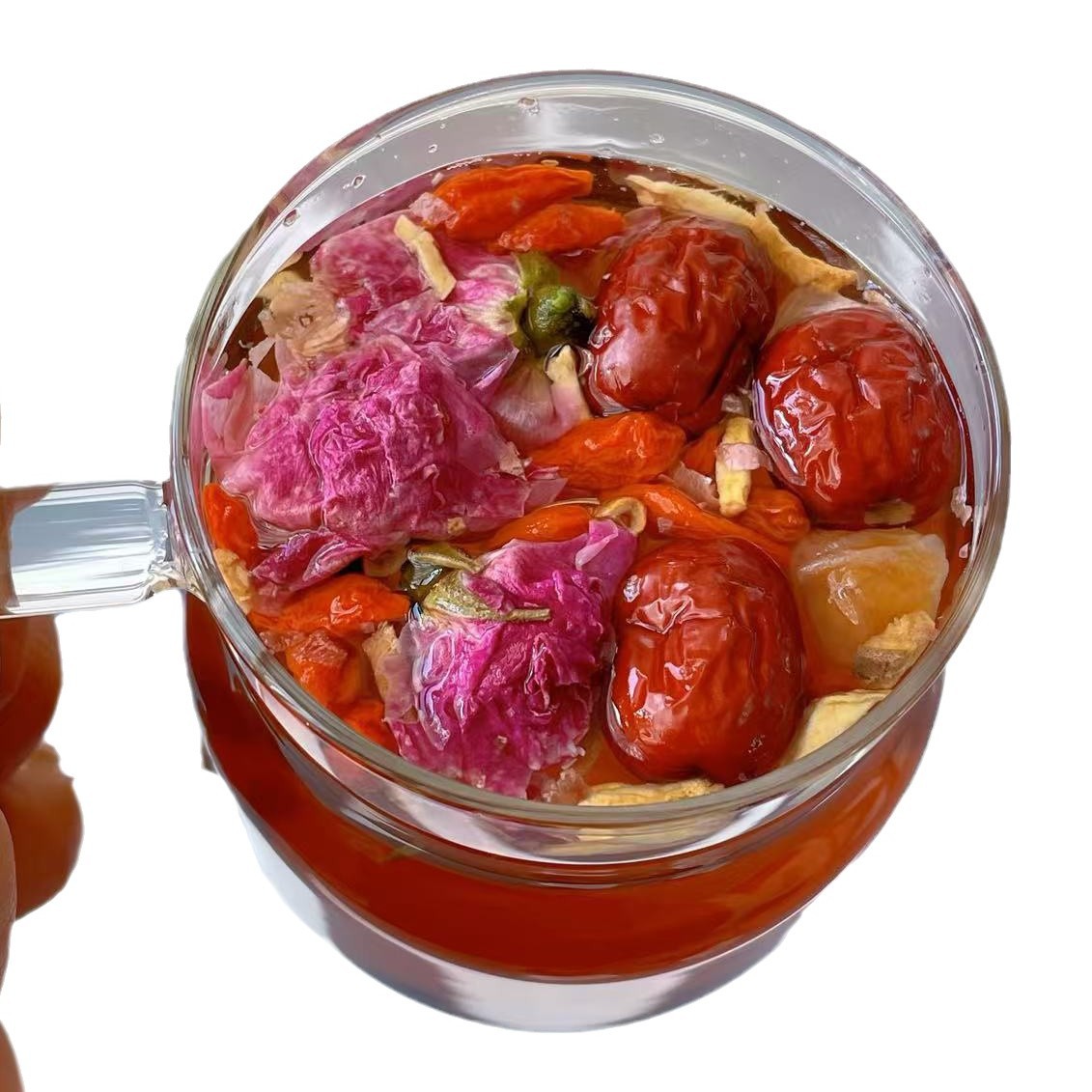 Longan Red Date Rose Goji Tea Blend with Rock Sugar and Ginger 40g Cold Brew Herbal Flower Tea - Image 5