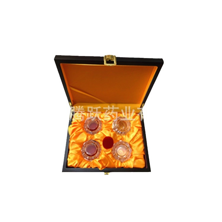 Hexagonal Brocade Gift Box Set of 4 Wooden Pill Packaging Boxes for Herbal Pills Jewelry and Gifts - Image 5