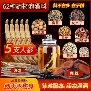 67-Herb Wine-Soaking Botanical Blend with 5 Ginseng Roots — Traditional Food-Herb Infusion Kit