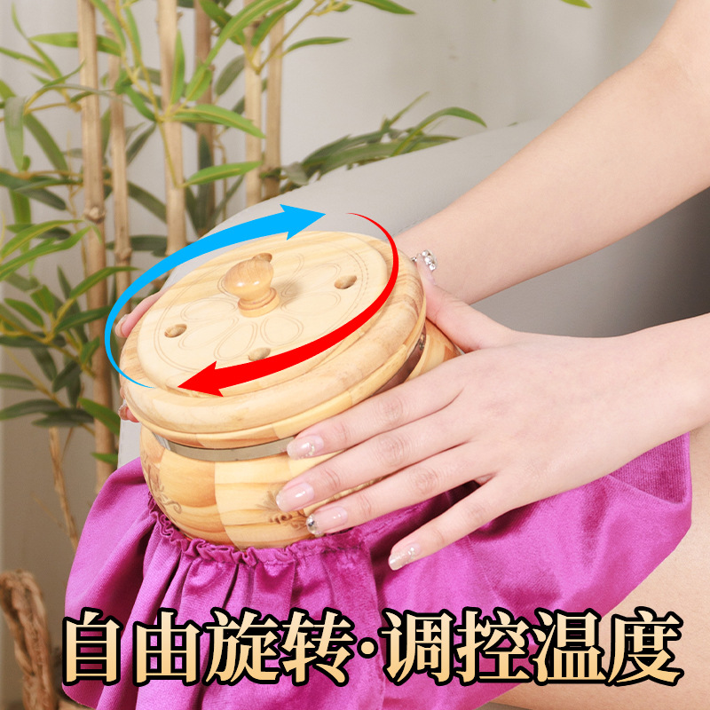 Smokeless Moxa Box Wooden Moxibustion Kit with 25 Aged Moxa Sticks for Navel and Abdomen Warming - Image 2