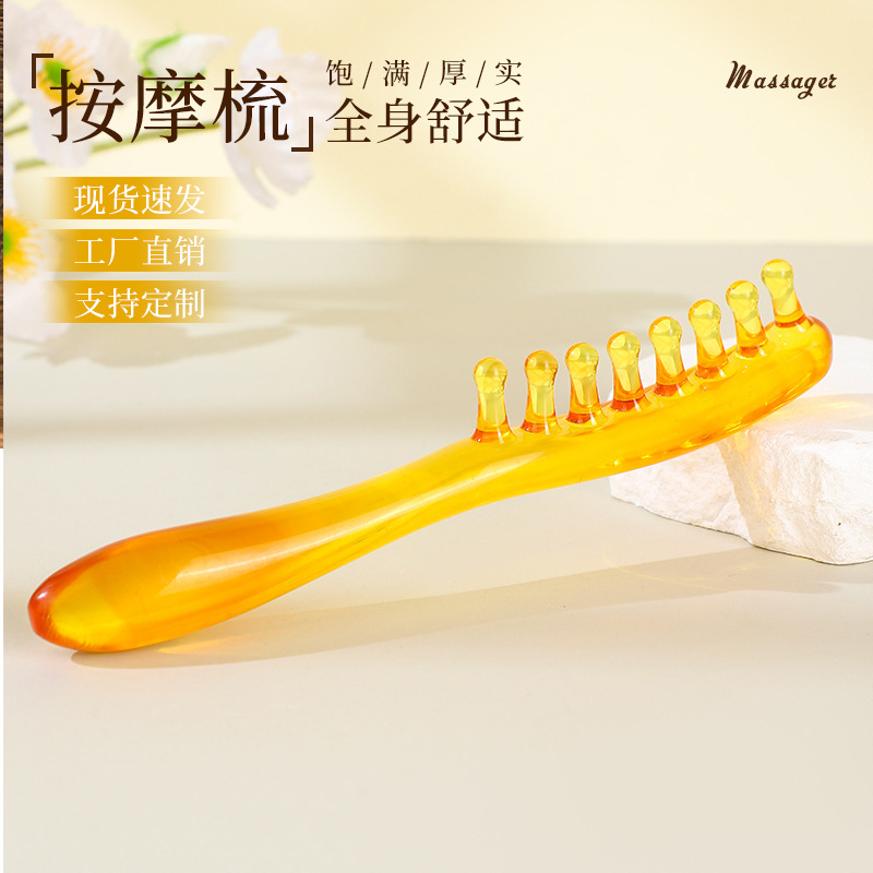 Resin Scalp Massage Comb Meridian Gua Sha Head Therapy Tool Unisex Portable - Image 2