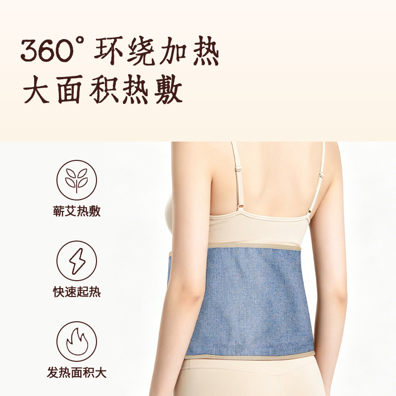 Electric Heated Waist Belt with Moxa Herb Insert Warm Abdomen and Lower Back Support for Office and Home Use 120cm - Image 2