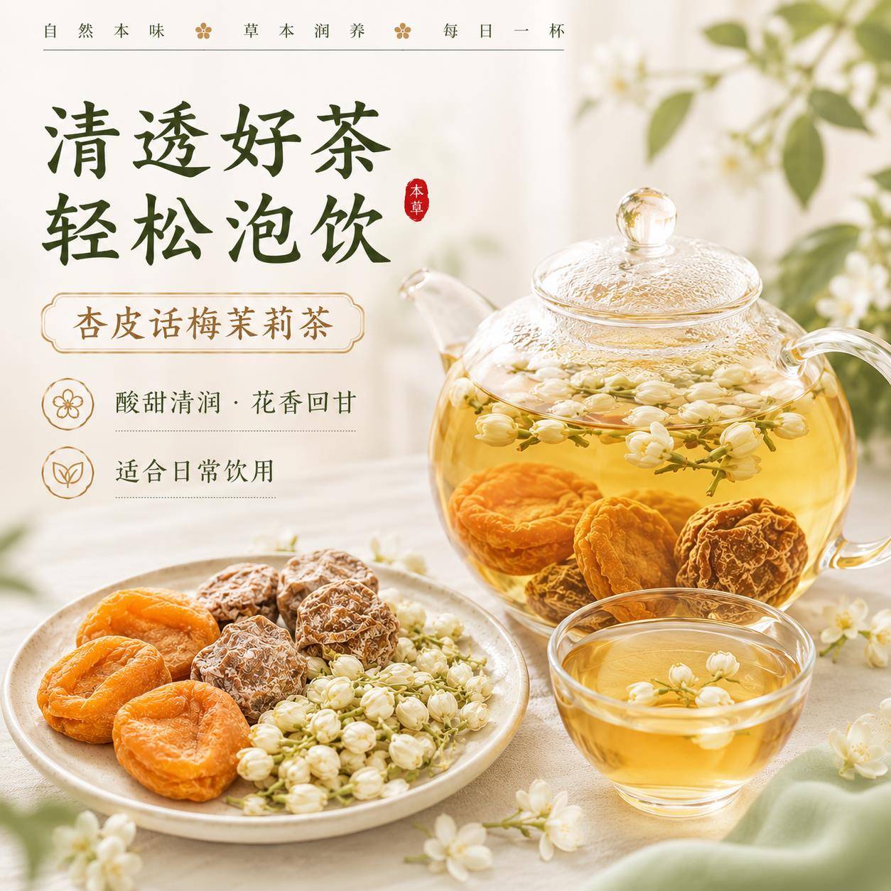 Apricot Peel Plum Jasmine Tea Bags 8g x 12 Cold and Hot Brew Fruit Tea for Summer Refreshment - Image 2