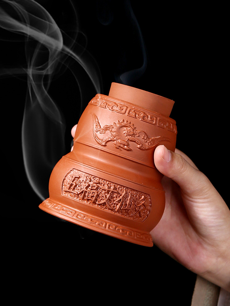 Purple Clay Navel Moxibustion Jar Wufu Qiankun Cup Hanging Moxa Burner Portable Ceramic Belly Therapy Device 10.2cm - Image 2